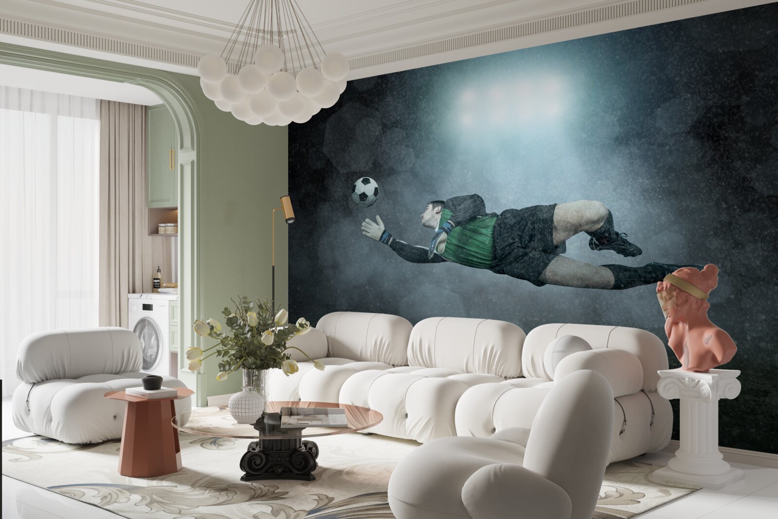 Fototapet portarul interceptează mingea în zbor