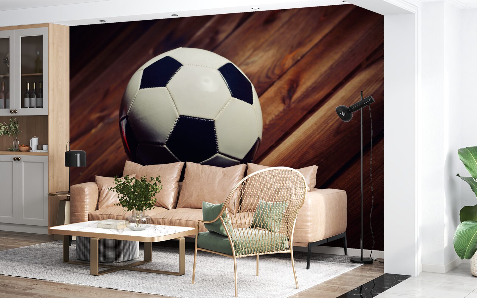 Fototapet fotbal pe o ramură de copac