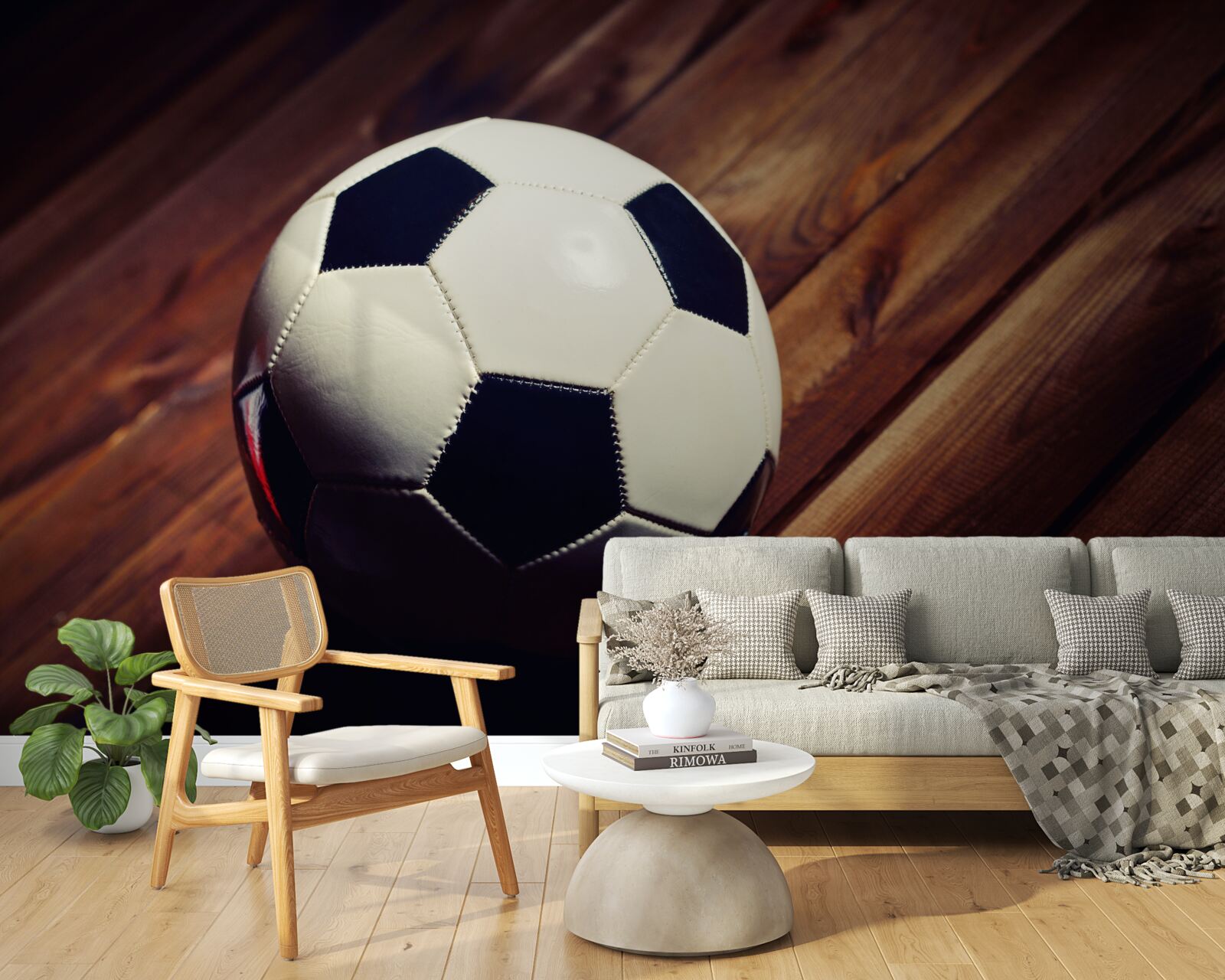 Fototapet fotbal pe o ramură de copac