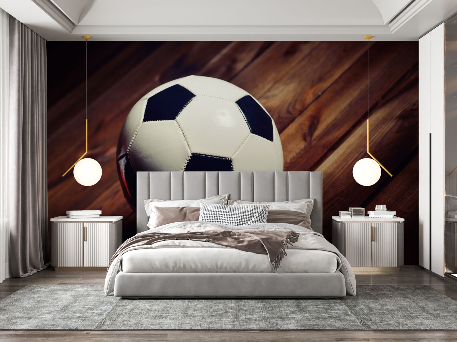 Fototapet fotbal pe o ramură de copac