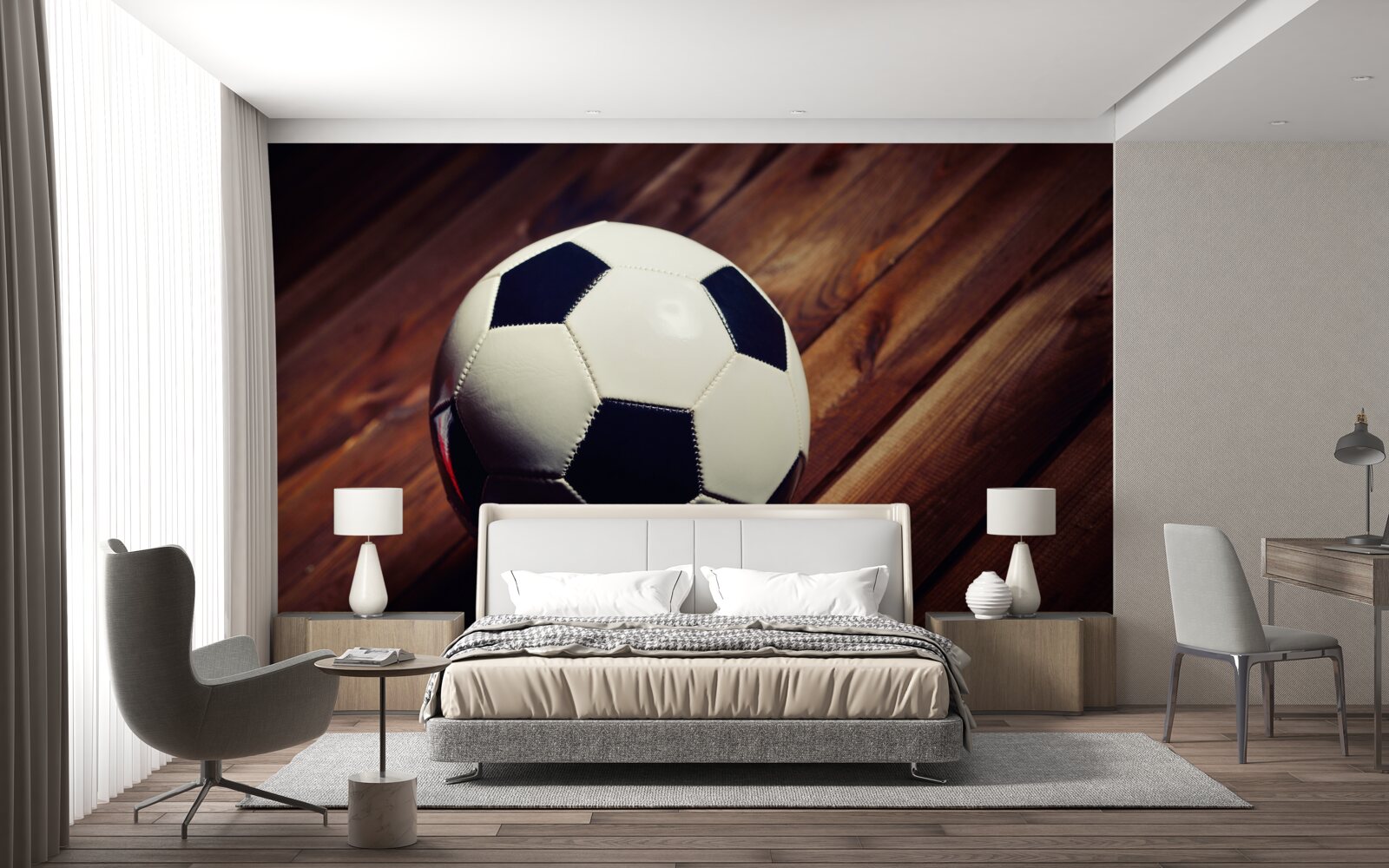 Fototapet fotbal pe o ramură de copac