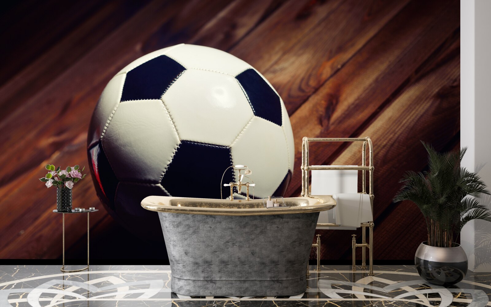 Fototapet fotbal pe o ramură de copac