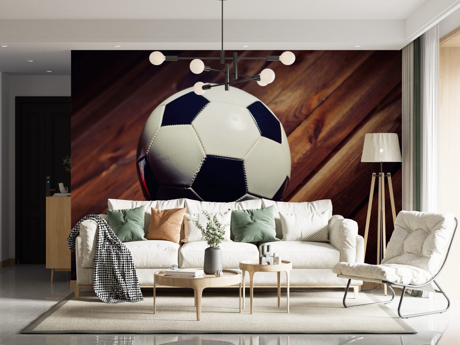 Fototapet fotbal pe o ramură de copac