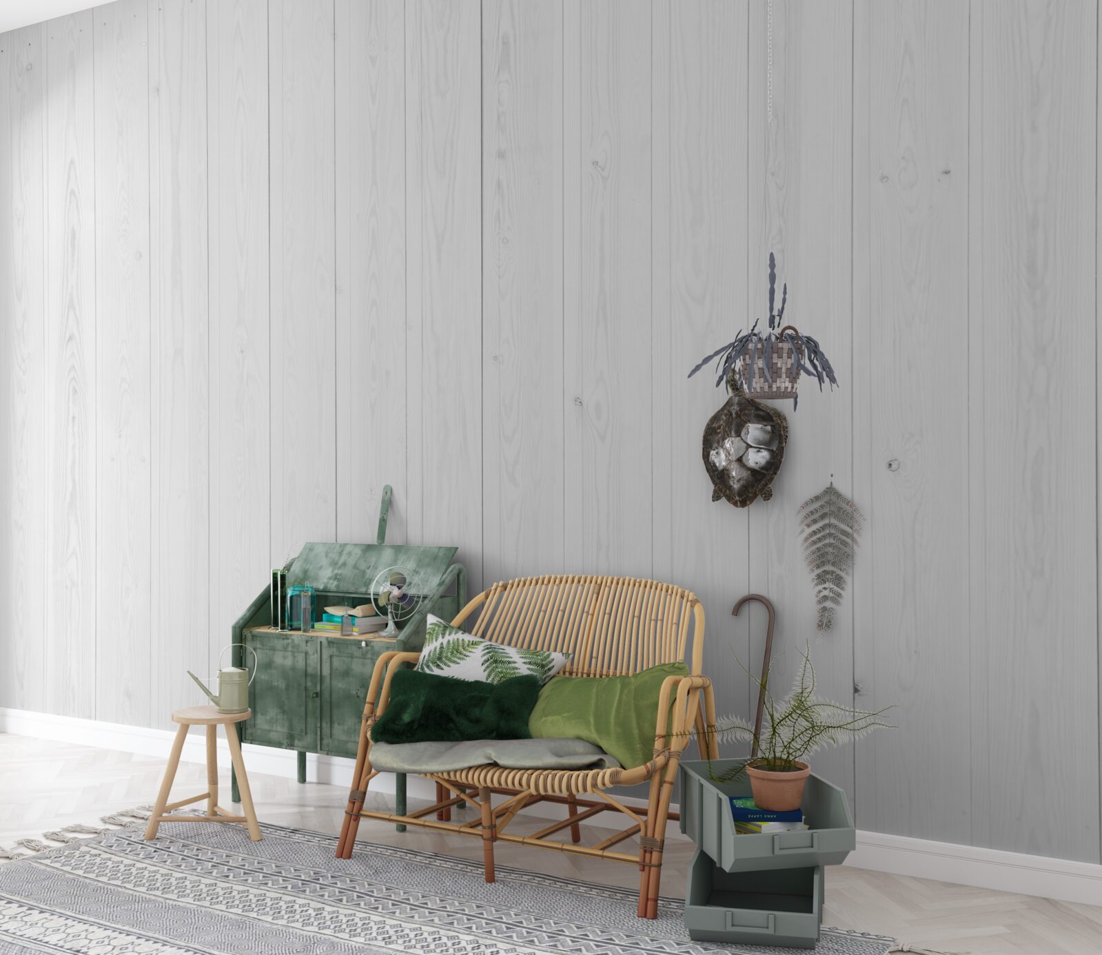 Fototapet parchet alb așezat în direcție verticală