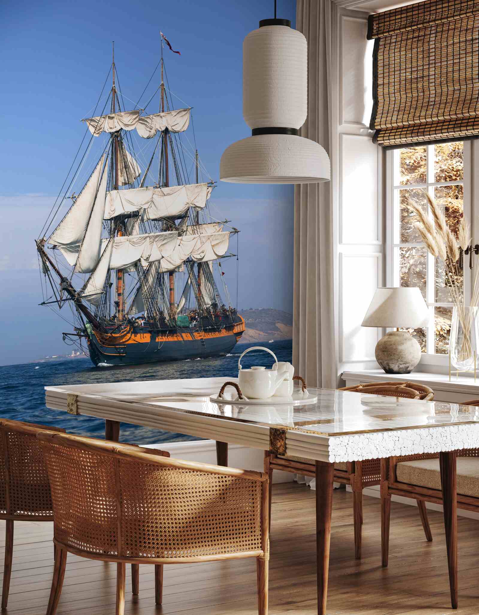 Fototapet velier mare care așteaptă vântul