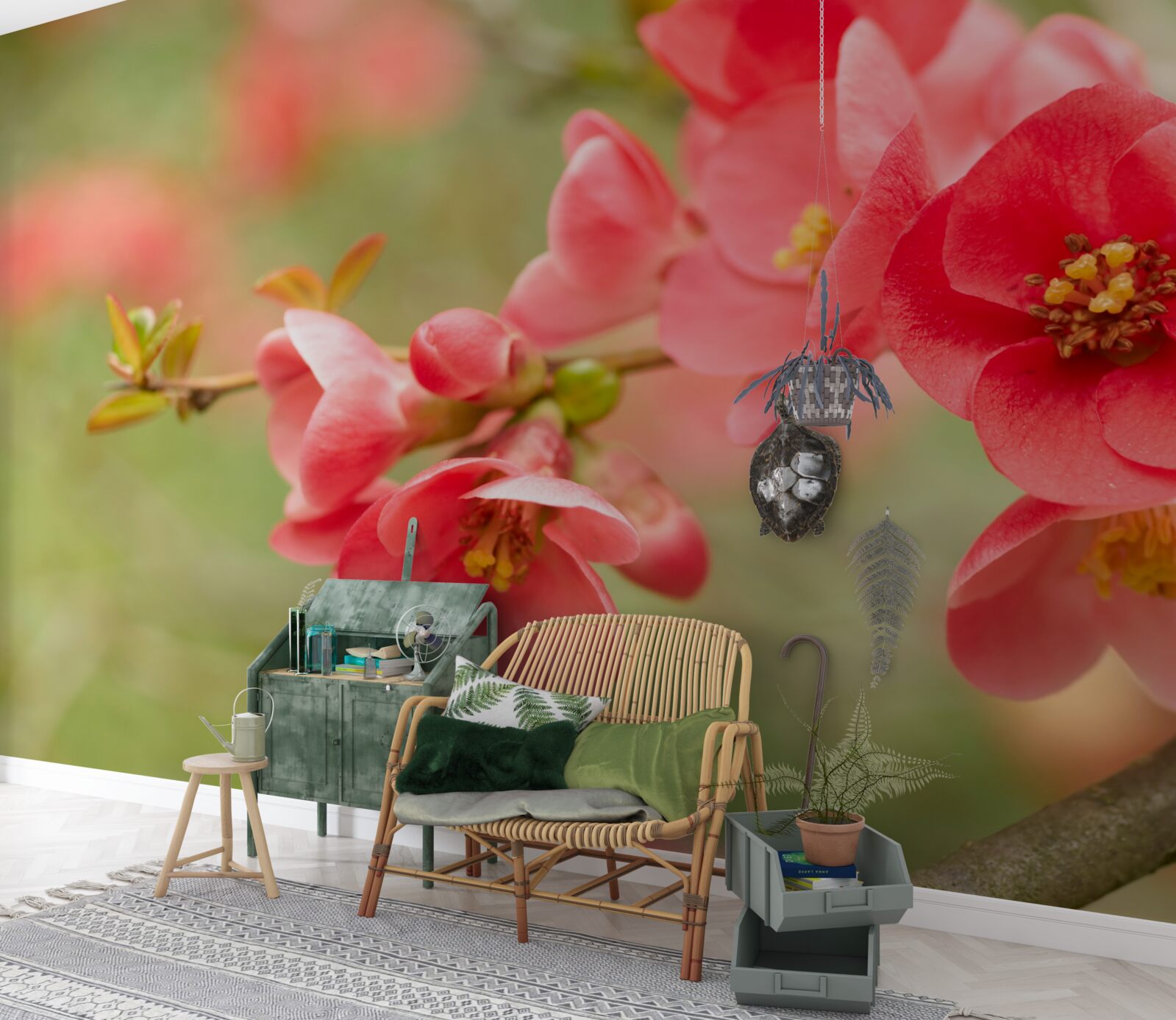 Fototapet flori cărămizii pe un copac