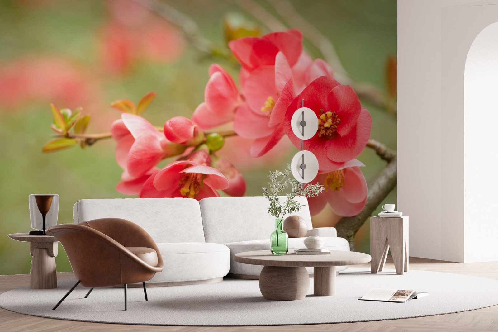 Fototapet flori cărămizii pe un copac