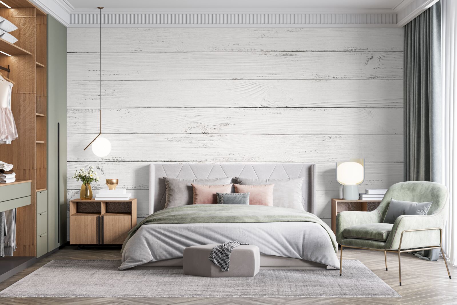 Fototapet panouri albe dispuse orizontal