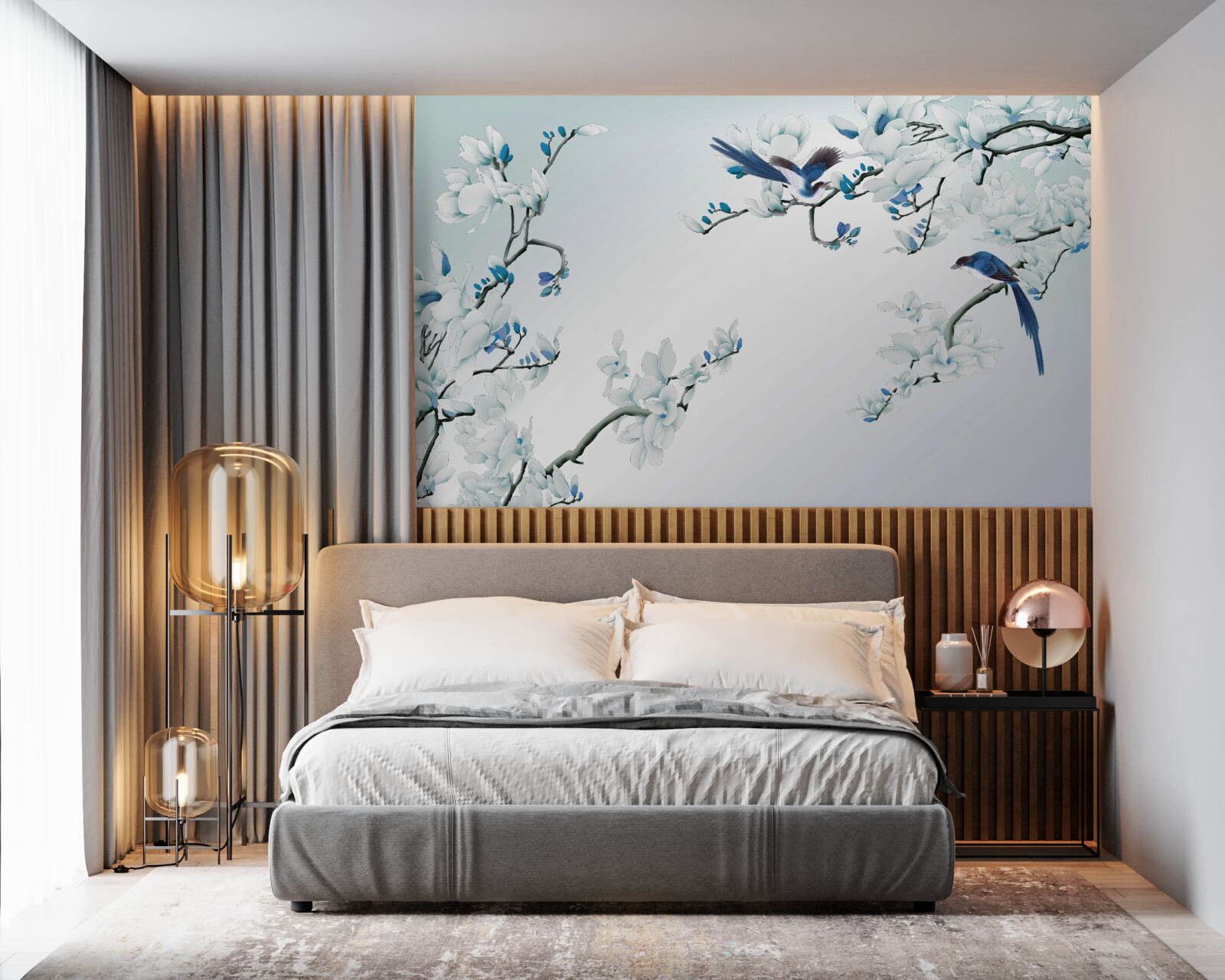 Fototapet ramuri albe cu lăstari