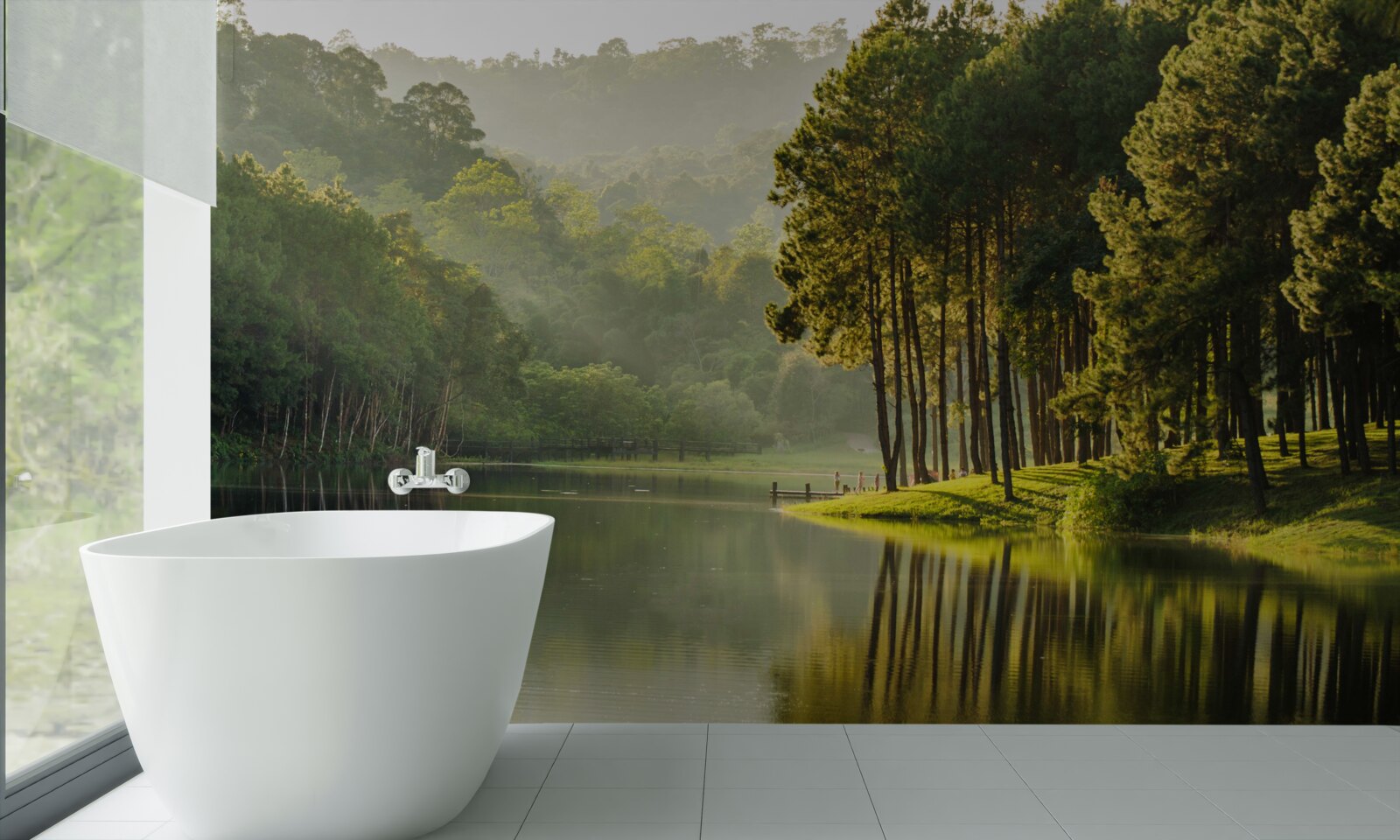 Fototapet fluxurile calme ale unui pârâu de munte