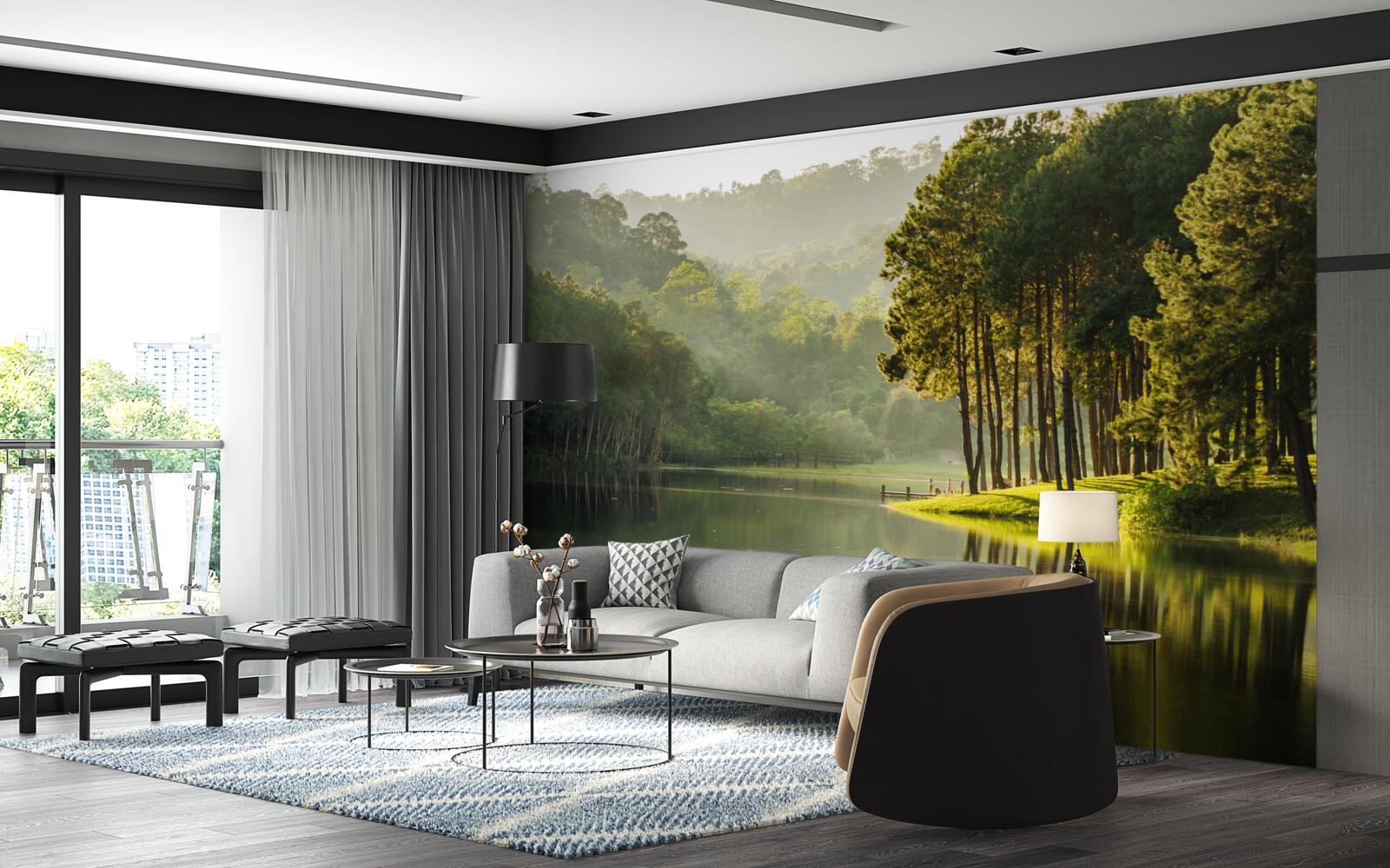 Fototapet fluxurile calme ale unui pârâu de munte