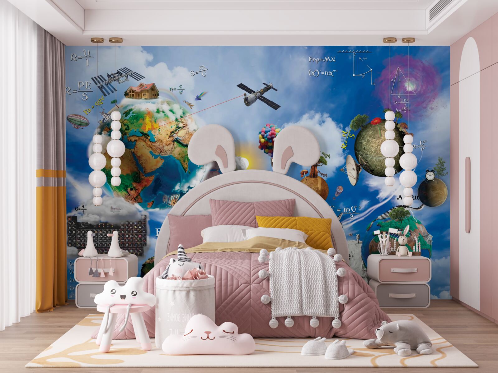 Fototapet planete viitoare și dispozitive tehnologice viitoare