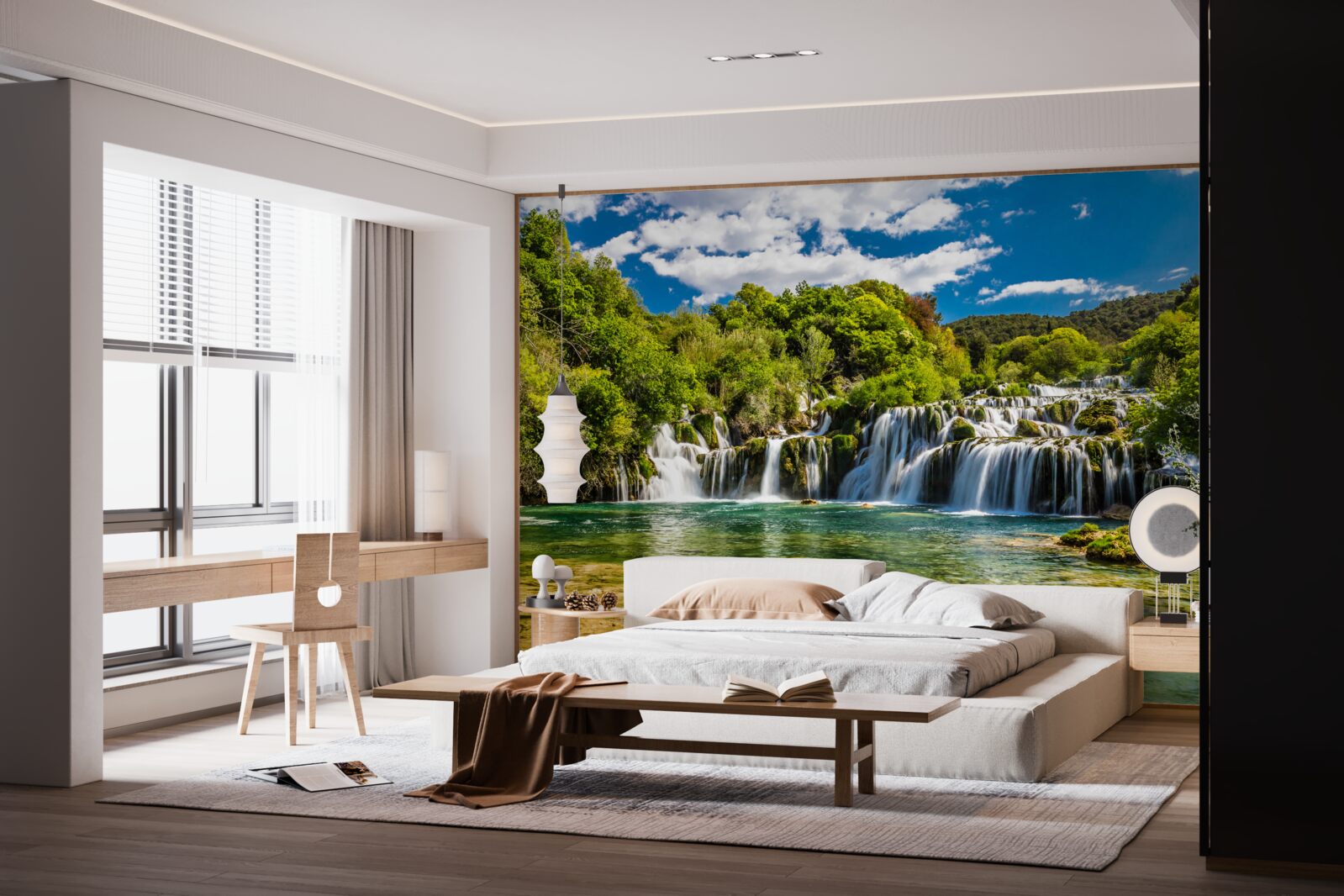 Fototapet o cascadă uriașă care se prăbușește pe o insulă tropicală