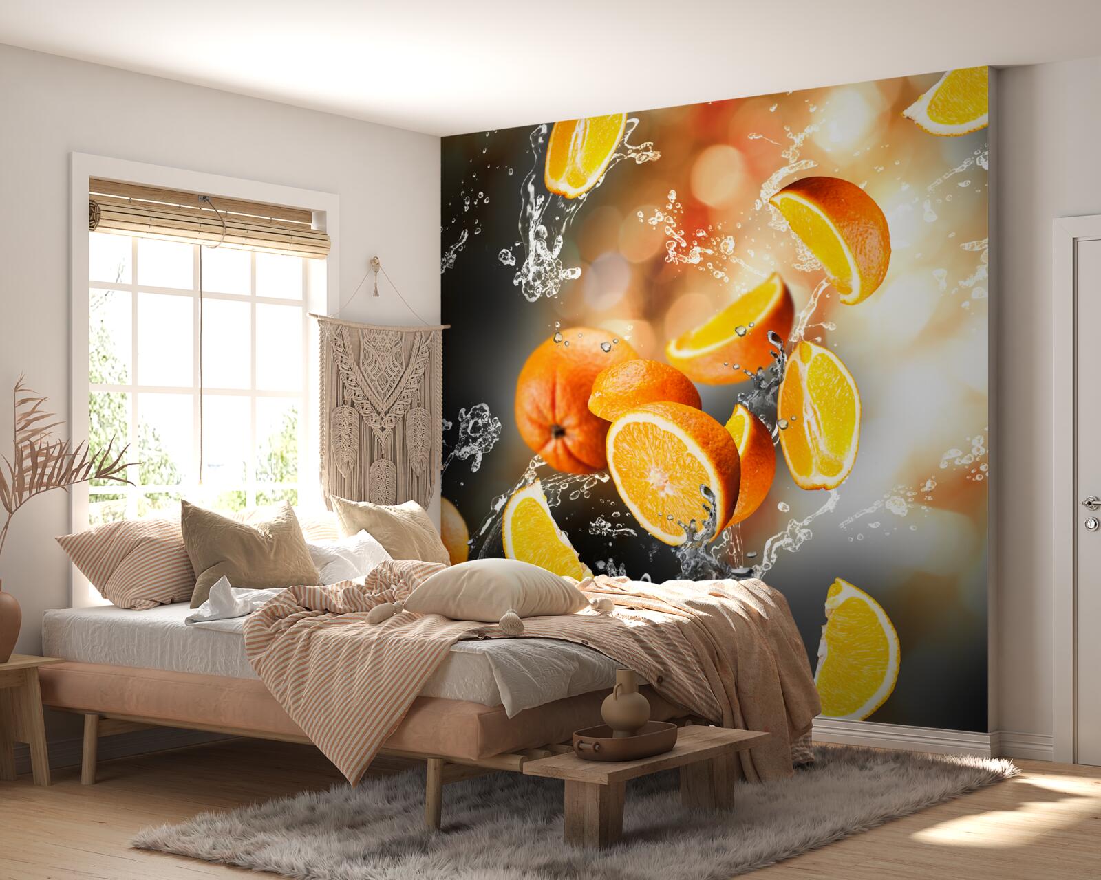 Fototapet felii de portocale cu pulpă suculentă