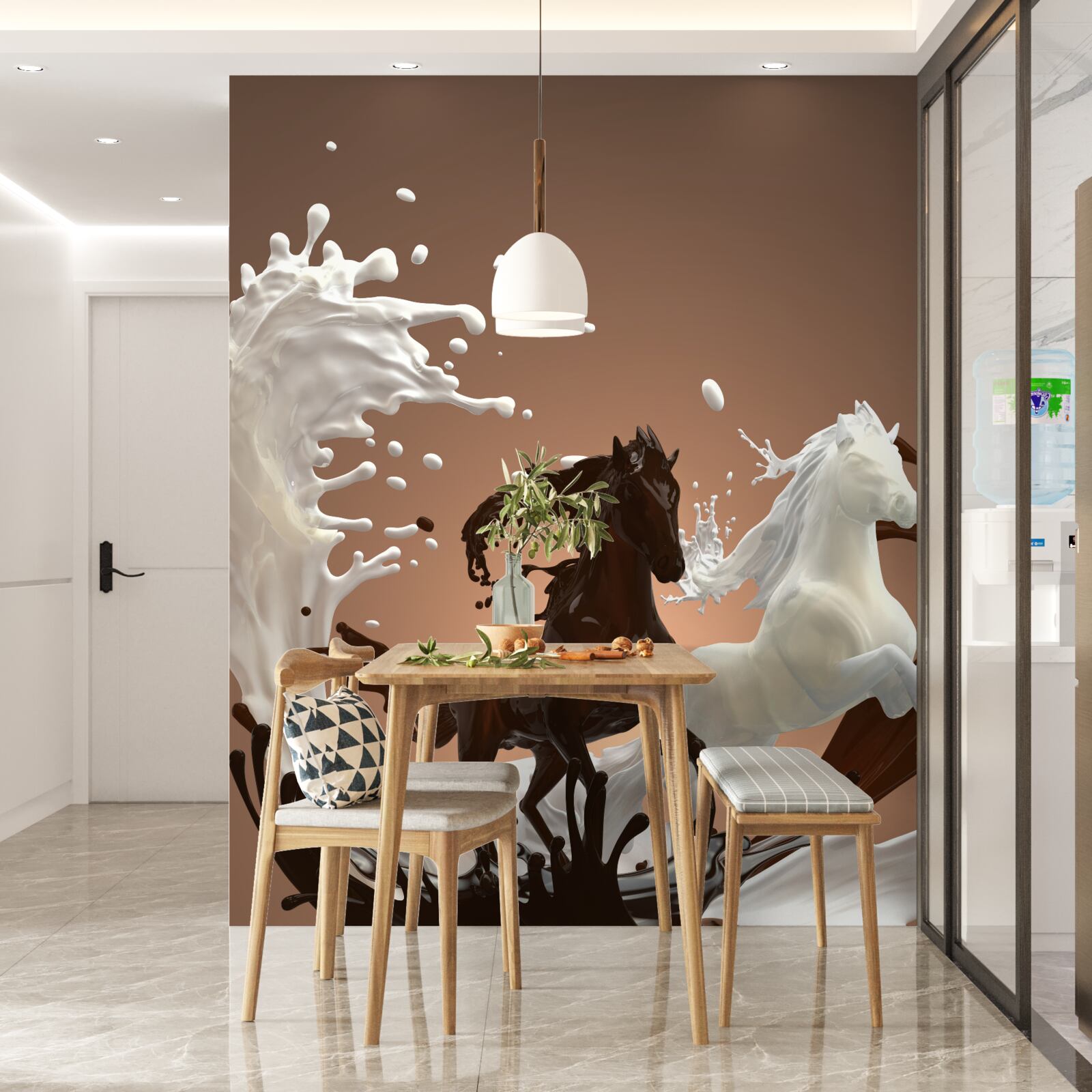 Fototapet abstractizarea apei sub formă de cai care aleargă