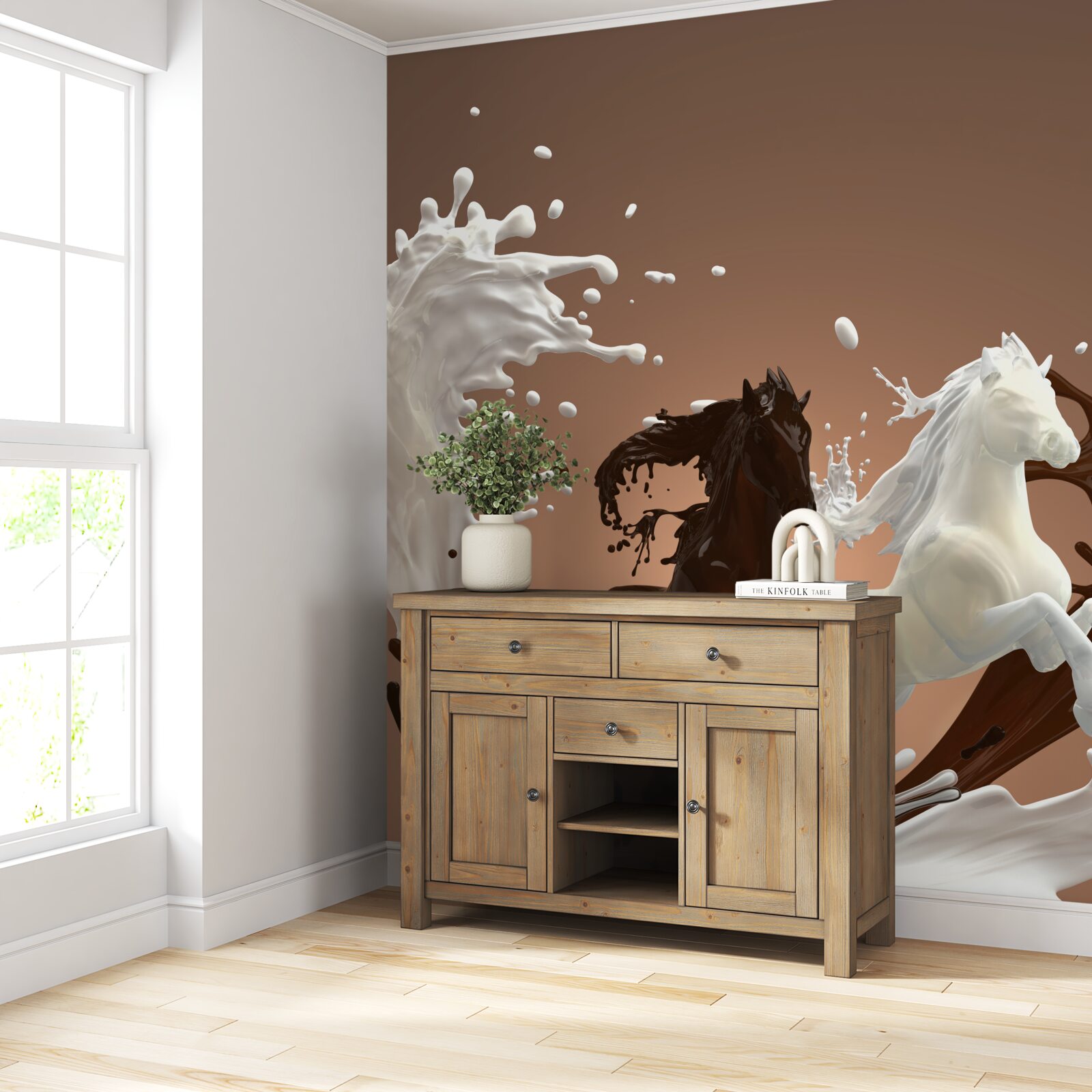 Fototapet abstractizarea apei sub formă de cai care aleargă