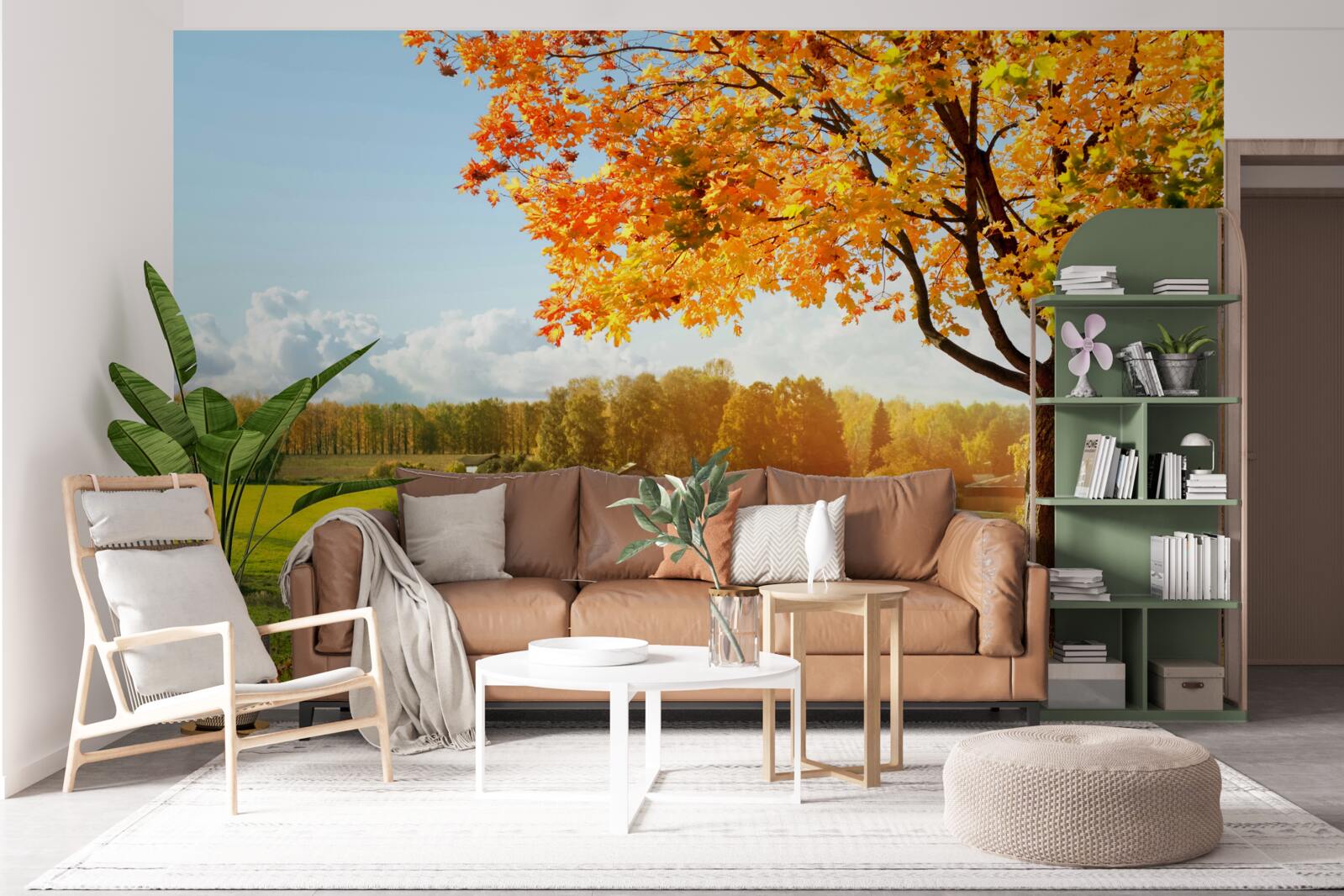 Fototapet o zi strălucitoare de toamnă, învăluită în frumusețe aurie