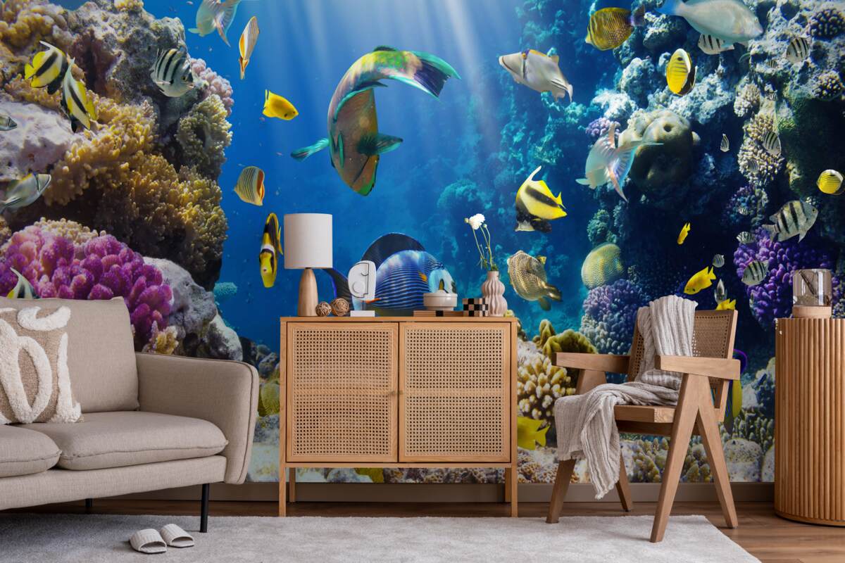 Fototapet pești strălucitori și plante subacvatice