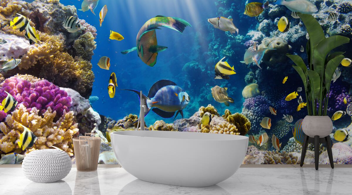 Fototapet pești strălucitori și plante subacvatice