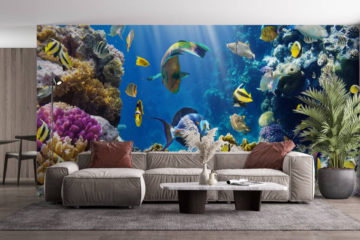 Fototapet pești strălucitori și plante subacvatice
