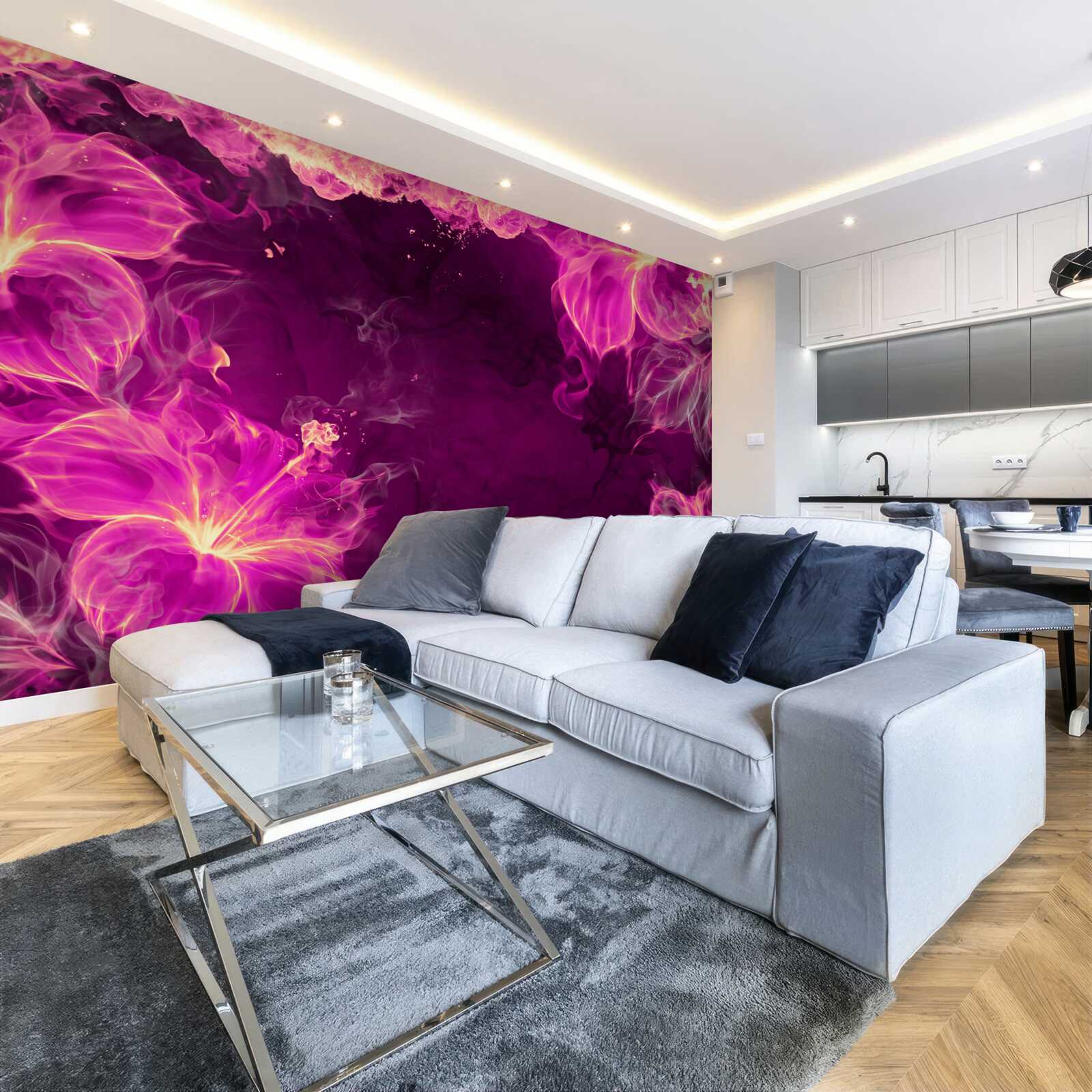 Fototapet boboci de flori de culoare liliac într-o formă abstractă