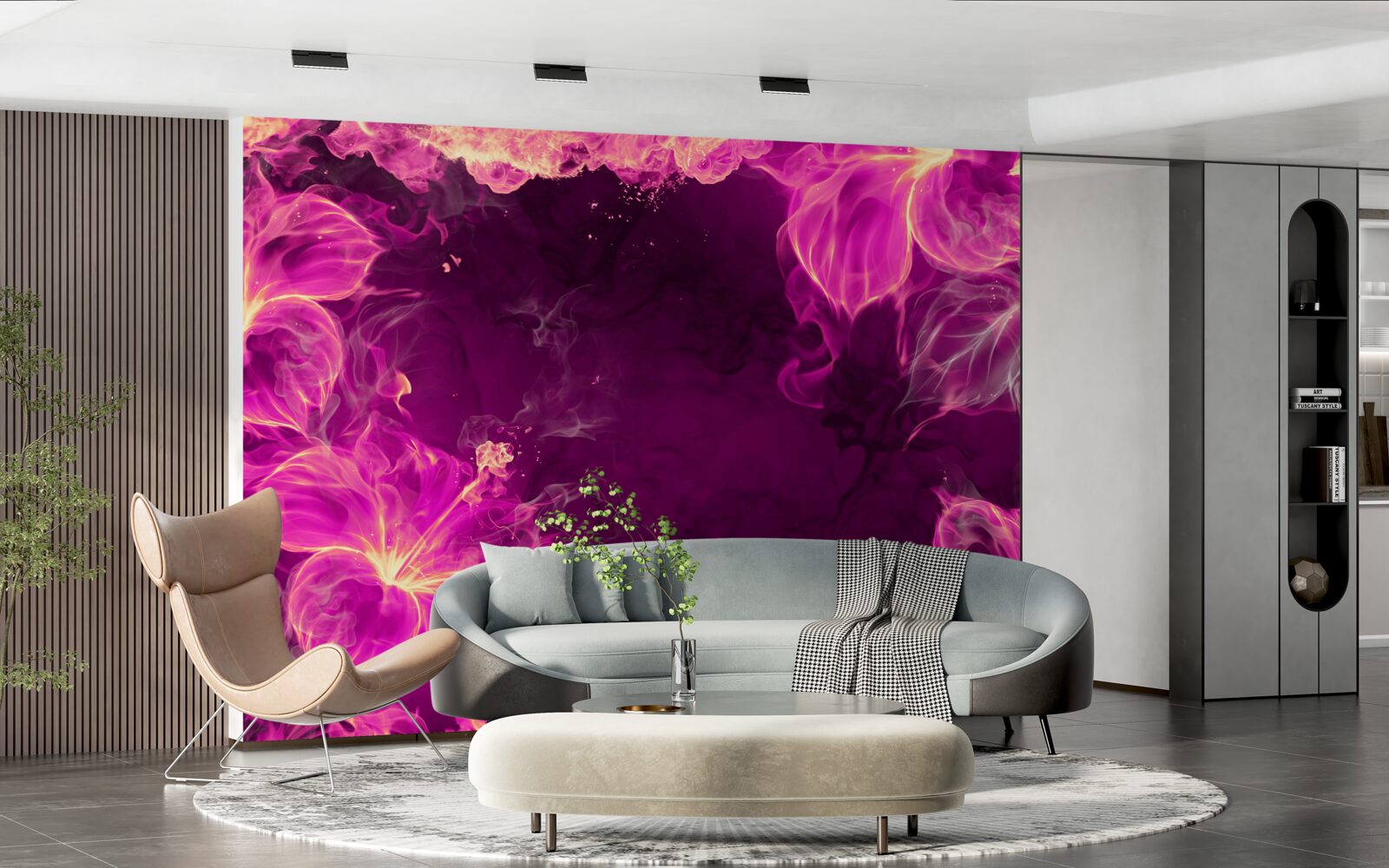 Fototapet boboci de flori de culoare liliac într-o formă abstractă