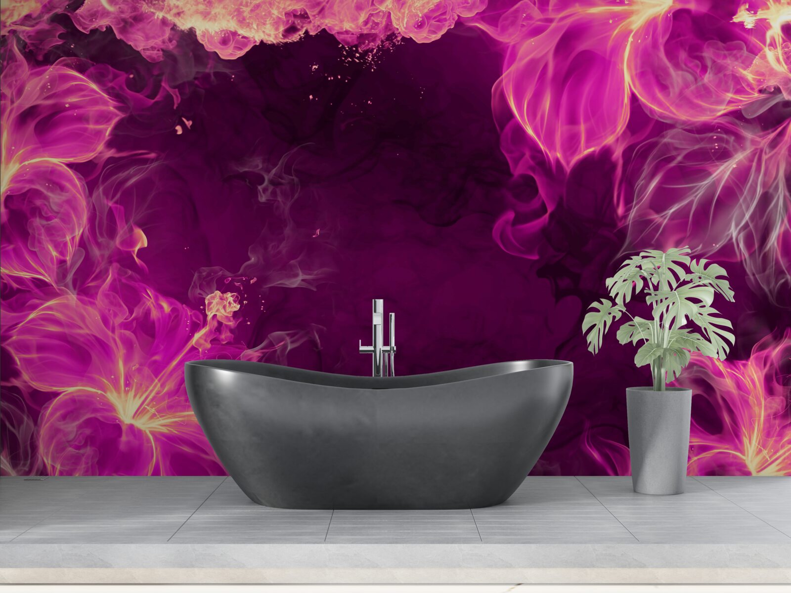 Fototapet boboci de flori de culoare liliac într-o formă abstractă