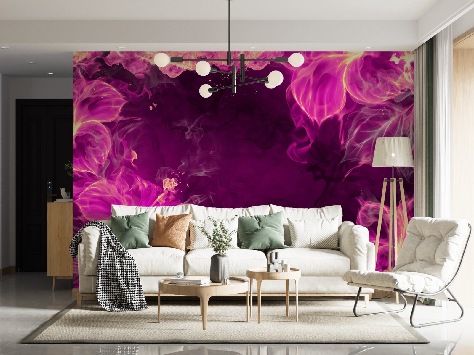 Fototapet boboci de flori de culoare liliac într-o formă abstractă