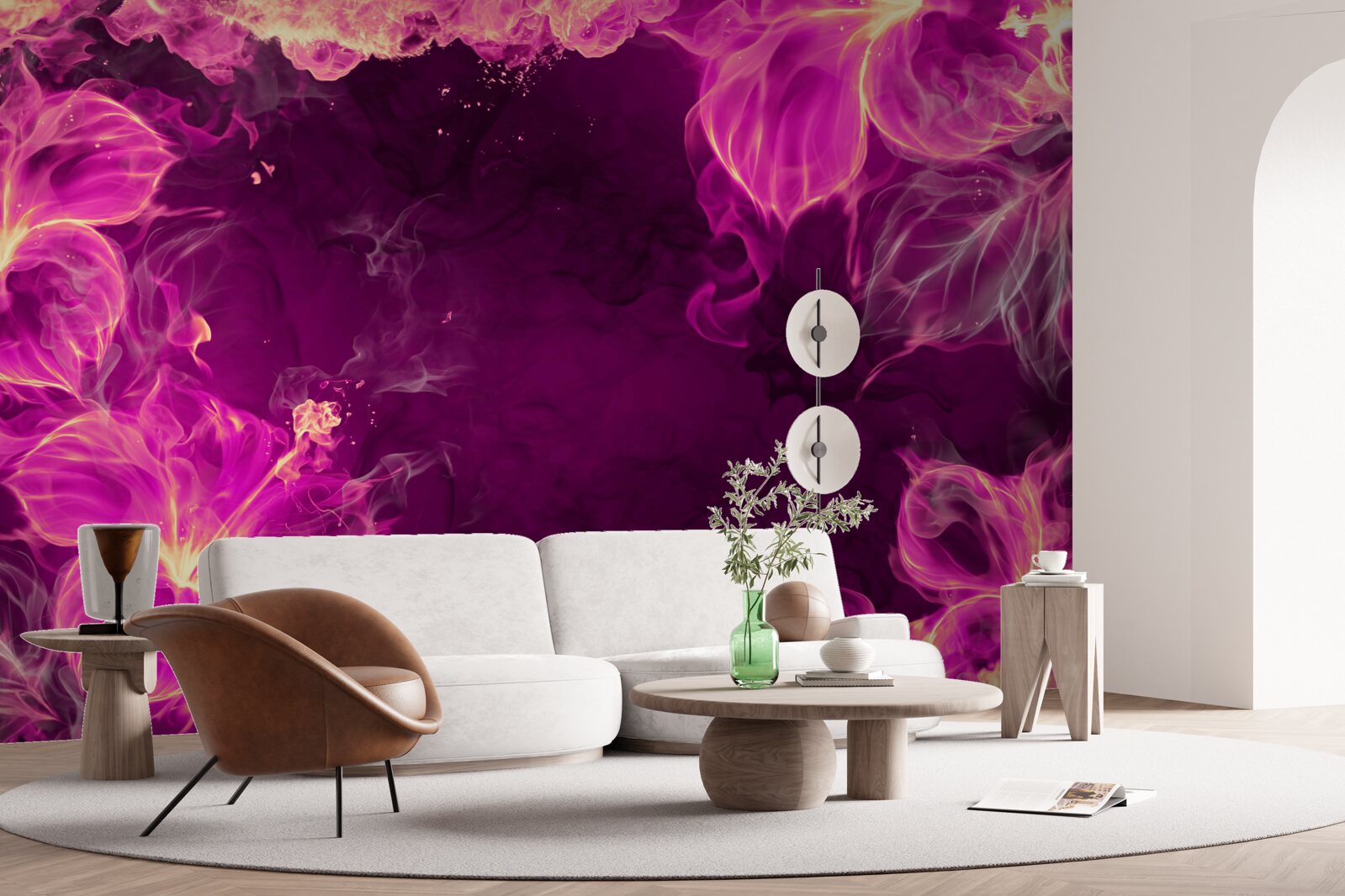 Fototapet boboci de flori de culoare liliac într-o formă abstractă