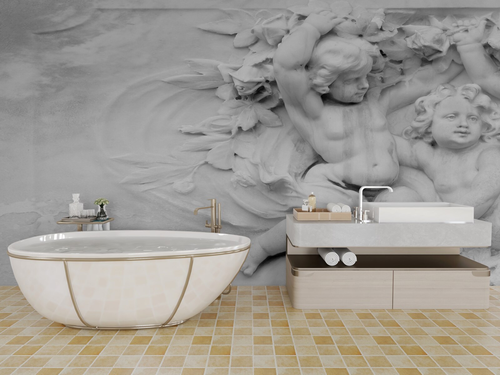 Fototapet sculptură de băieți înger