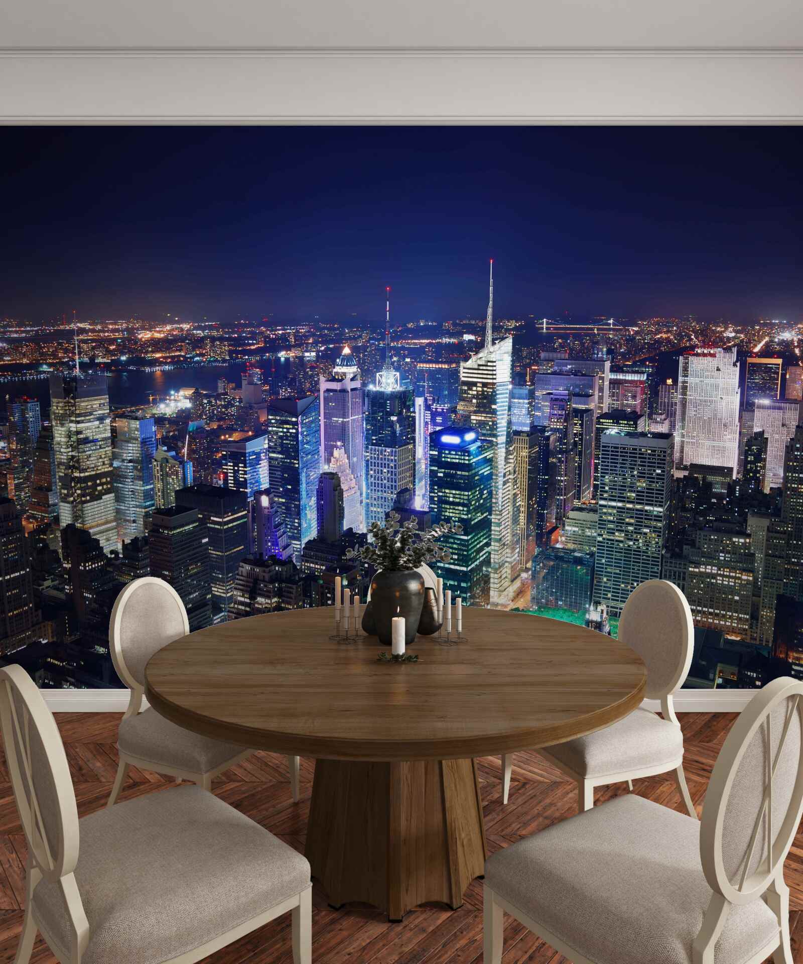 Fototapet luminile strălucitoare ale orașului de noapte