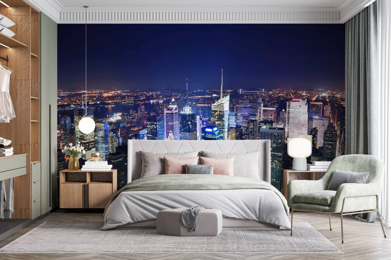 Fototapet luminile strălucitoare ale orașului de noapte