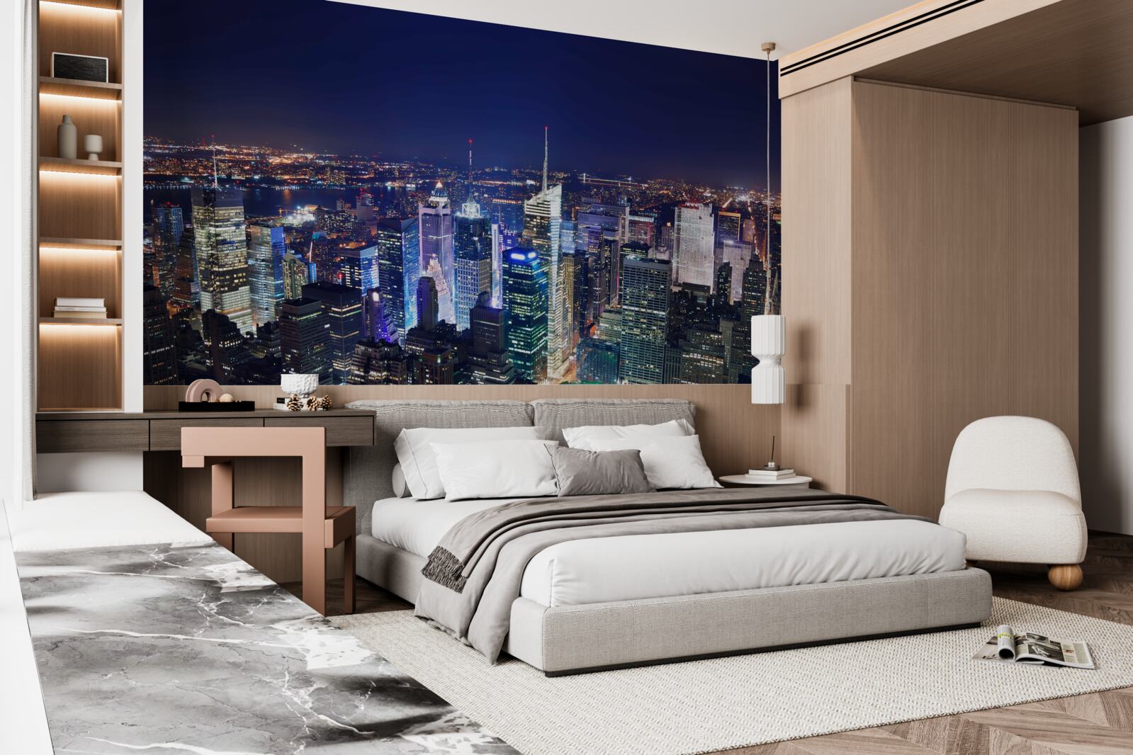 Fototapet luminile strălucitoare ale orașului de noapte