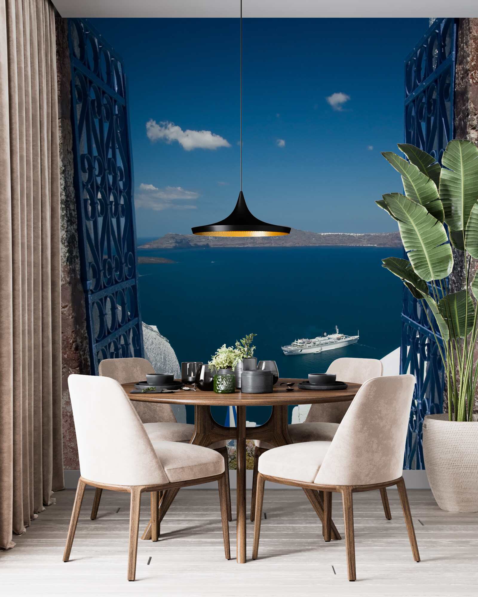 Fototapet scări care coboară spre mare în Cipru