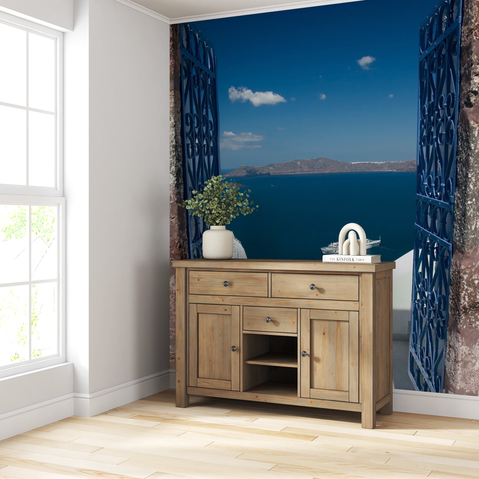 Fototapet scări care coboară spre mare în Cipru