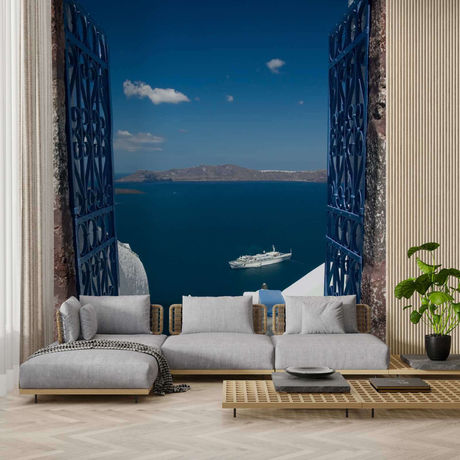 Fototapet scări care coboară spre mare în Cipru