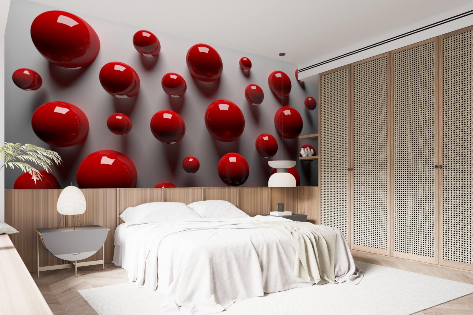 Fototapet bile roșii plutesc pe un fundal deschis