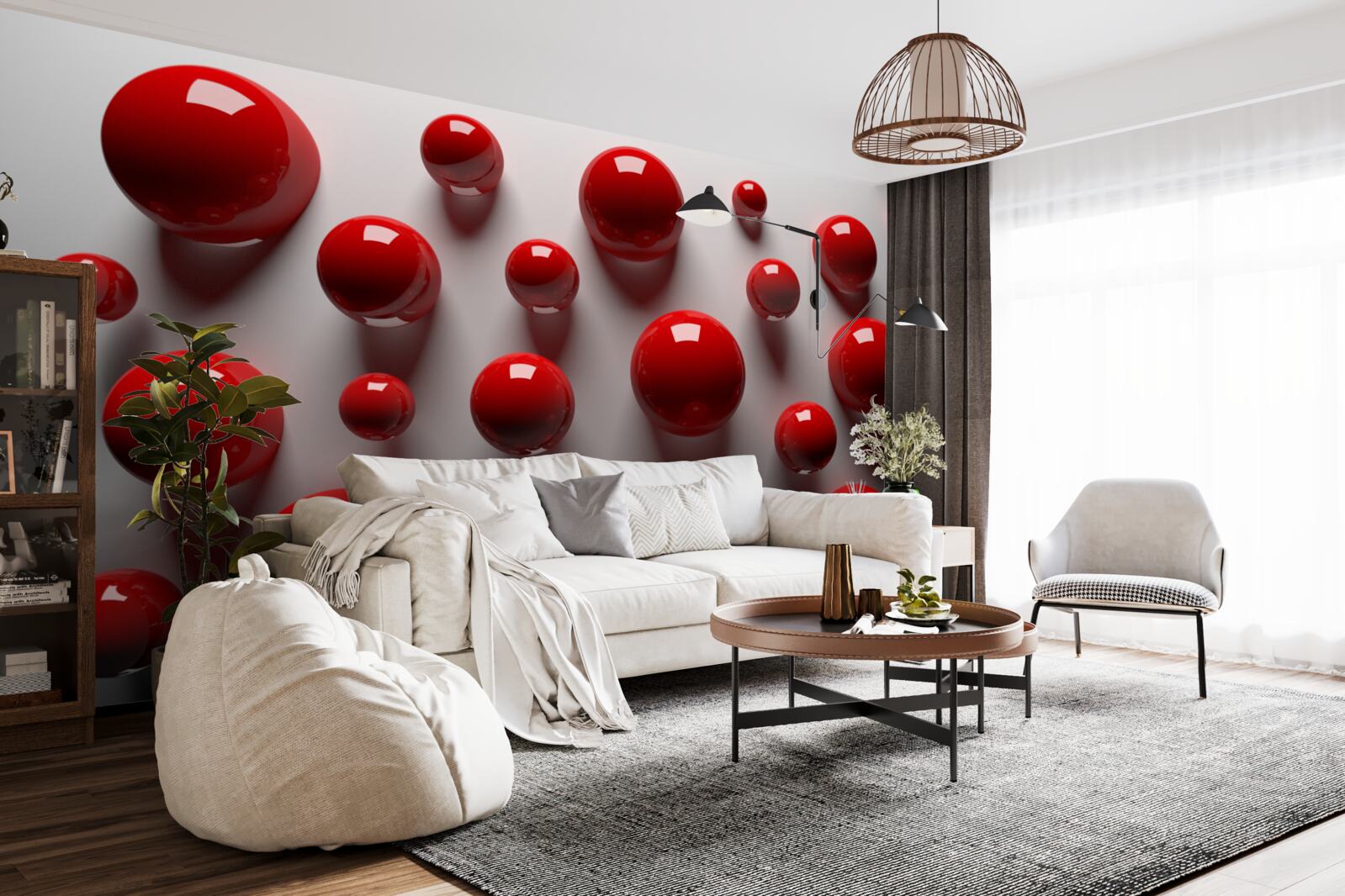 Fototapet bile roșii plutesc pe un fundal deschis