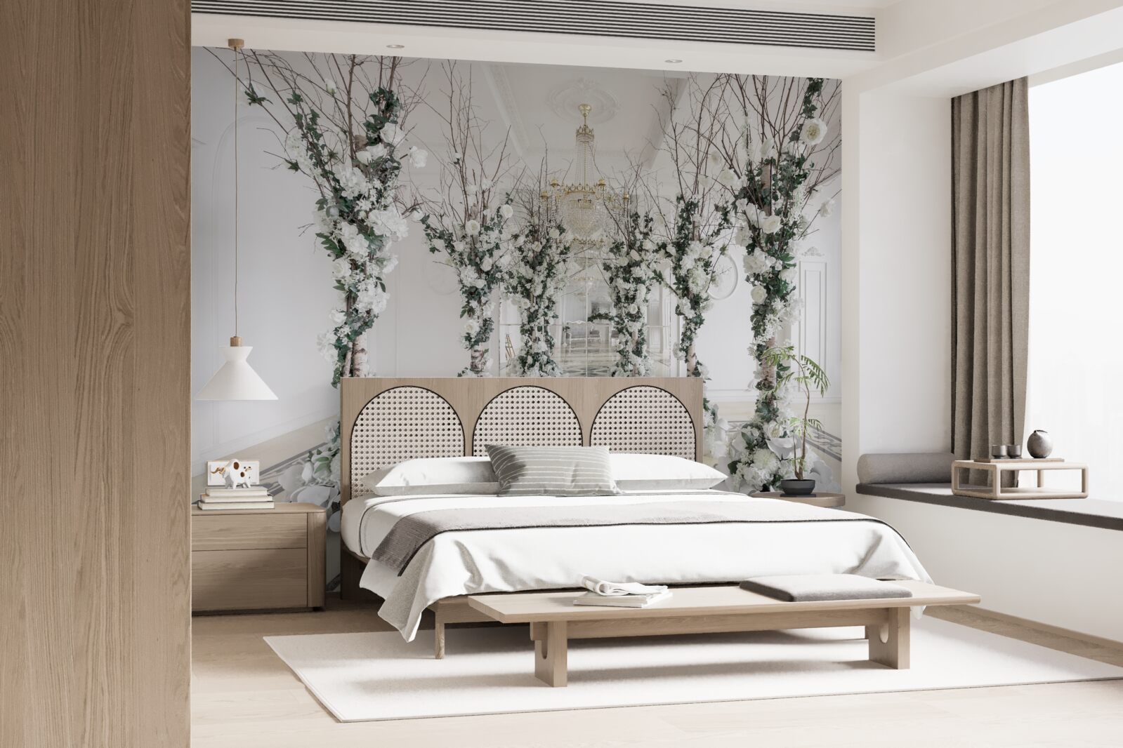 Fototapet într-o cameră cu coloane albe