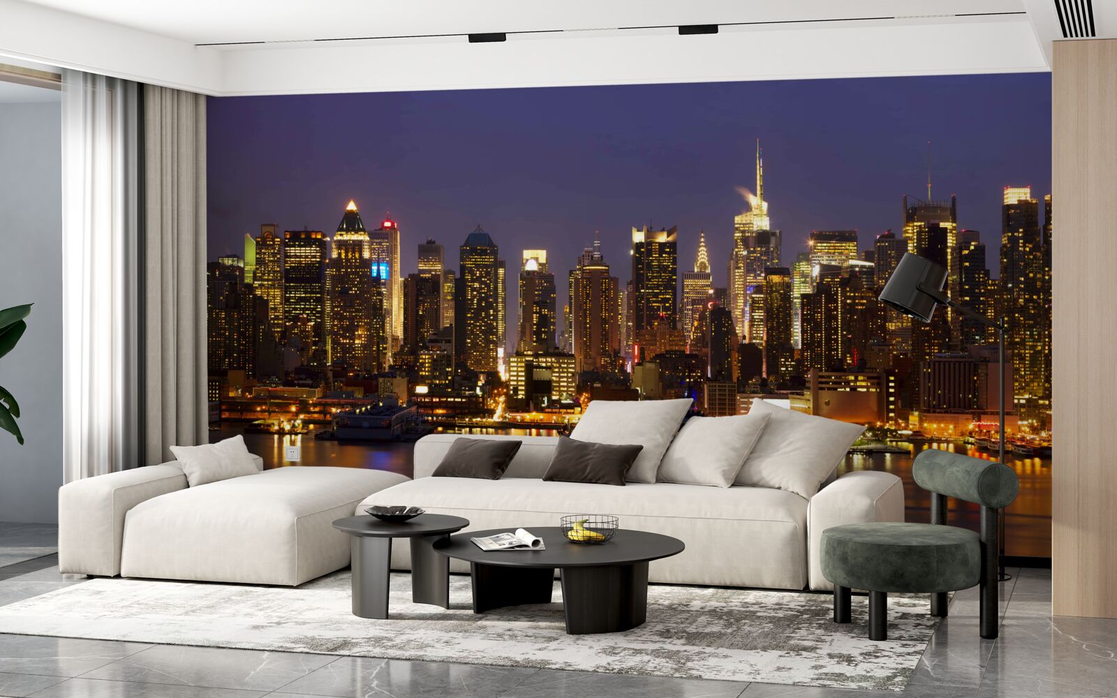 Fototapet oraș de noapte în lumina zgârie-norilor