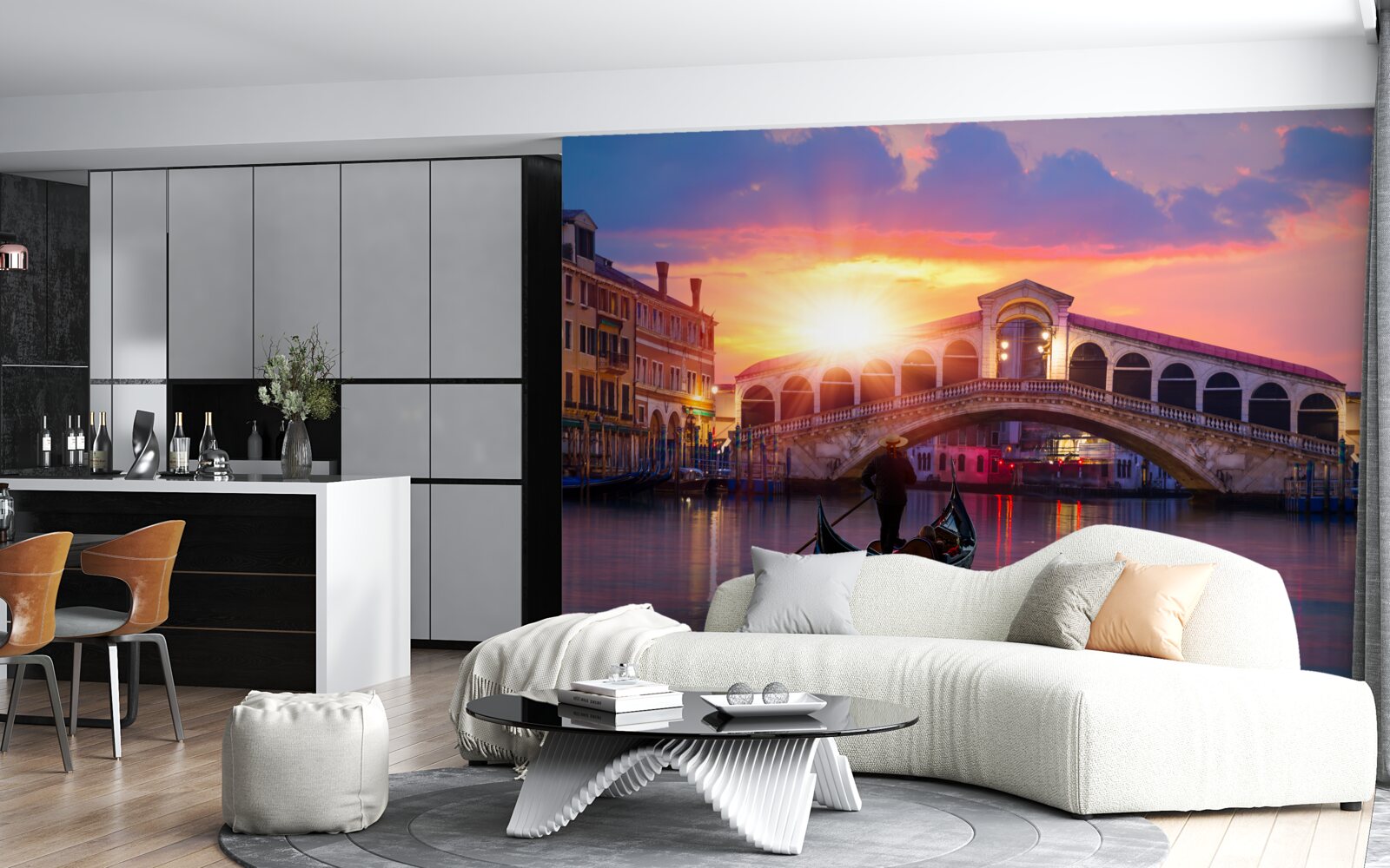 Fototapet soarele dispare în spatele orizontului în veneția