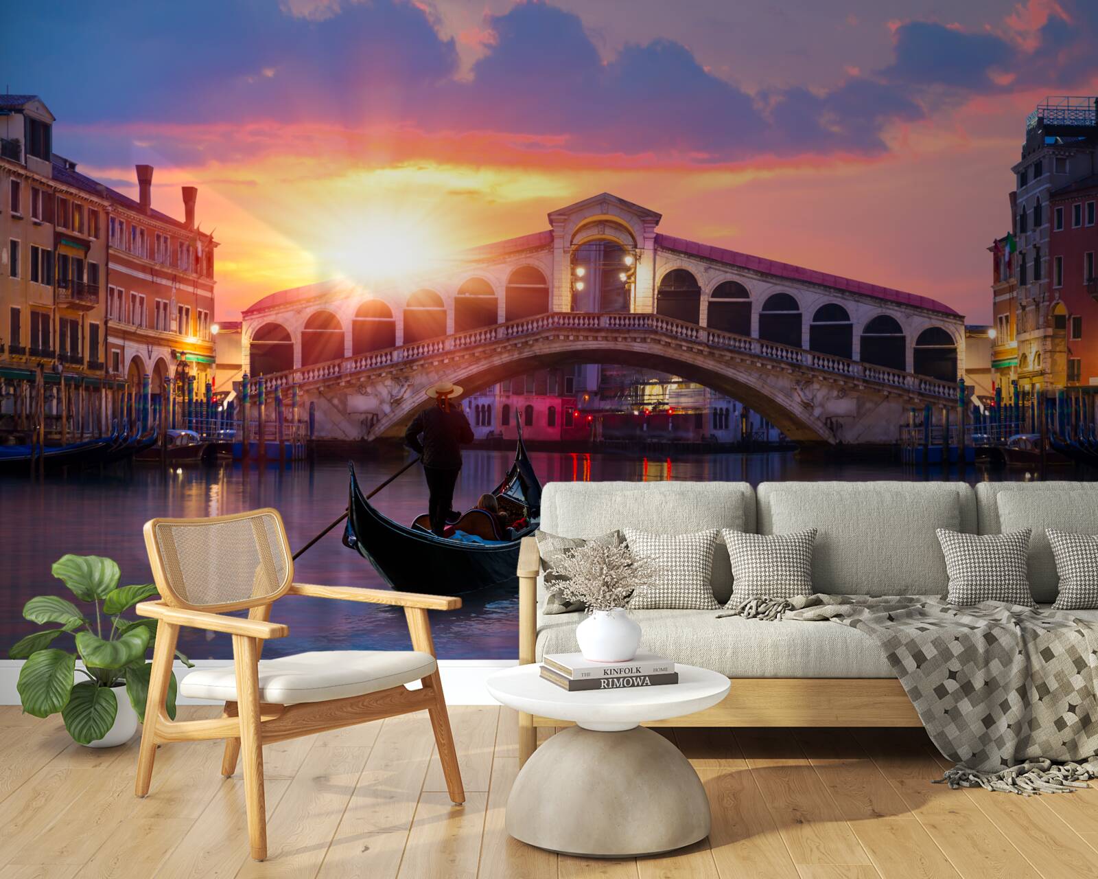 Fototapet soarele dispare în spatele orizontului în veneția