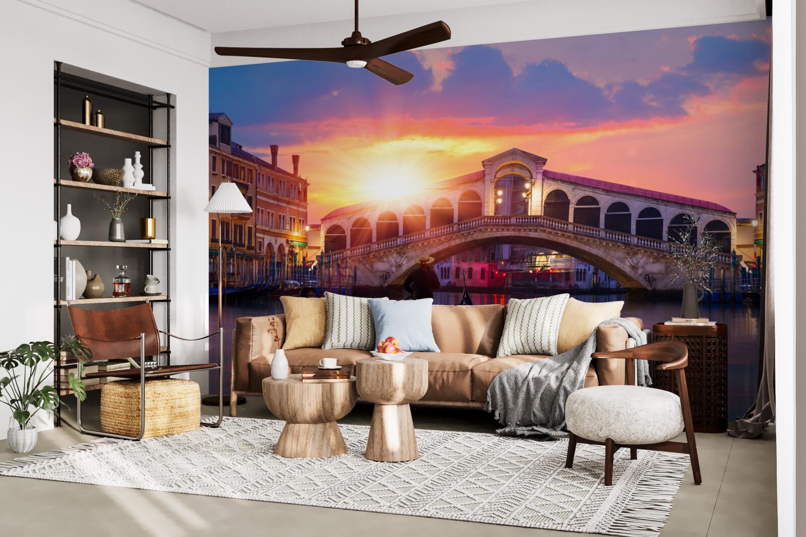 Fototapet soarele dispare în spatele orizontului în veneția