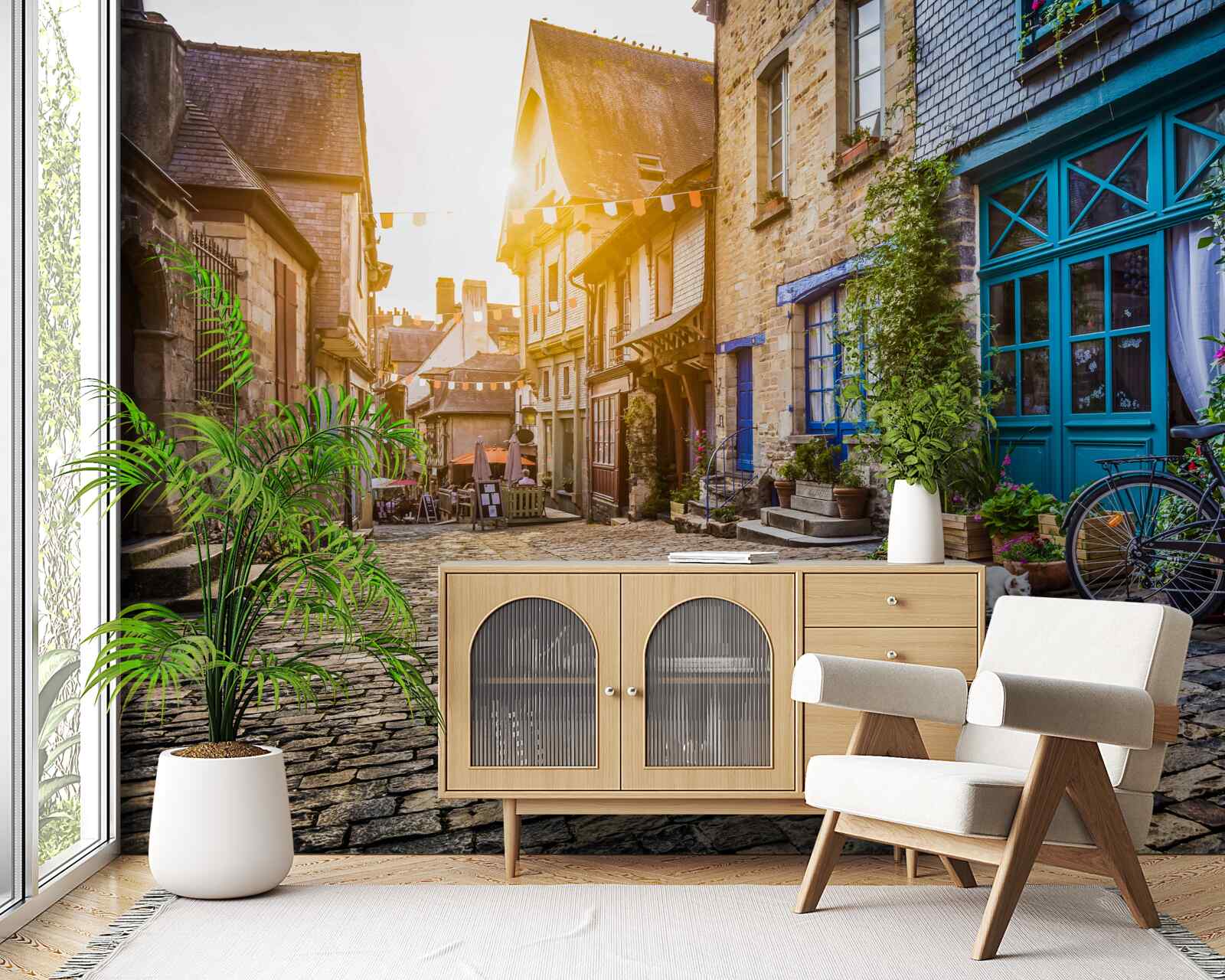 Fototapet dimineață luminoasă într-o așezare antică