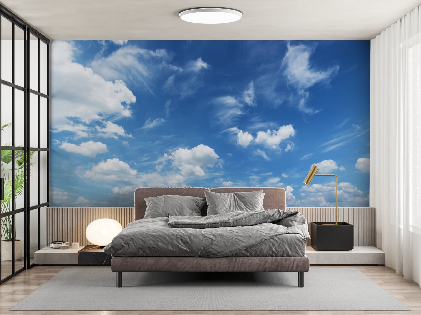 Fototapet cer albastru senin cu nori albi pufoși