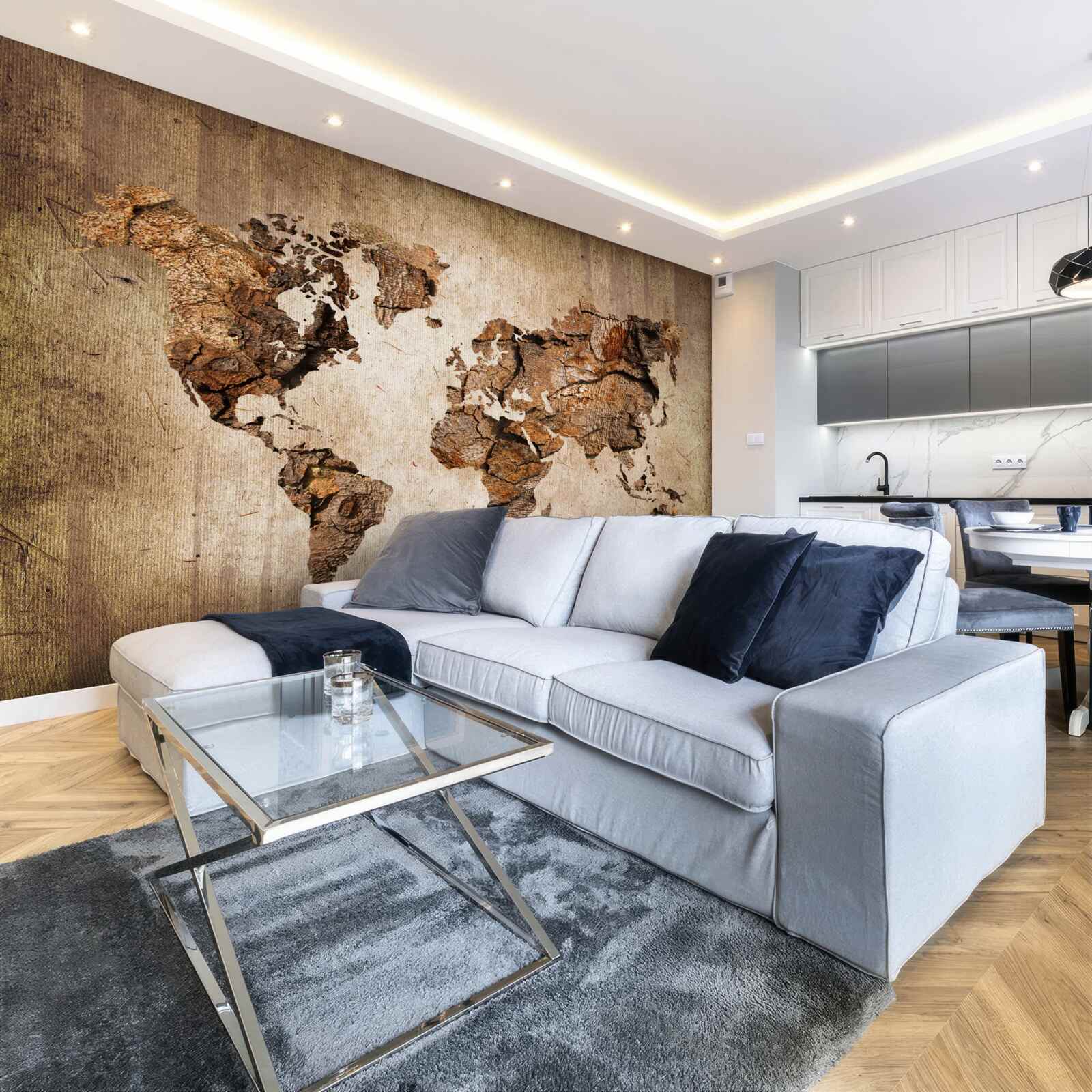 Fototapet hartă a lumii care arată înălțimile munților