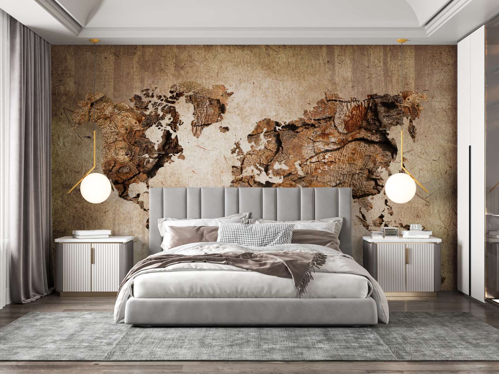 Fototapet hartă a lumii care arată înălțimile munților