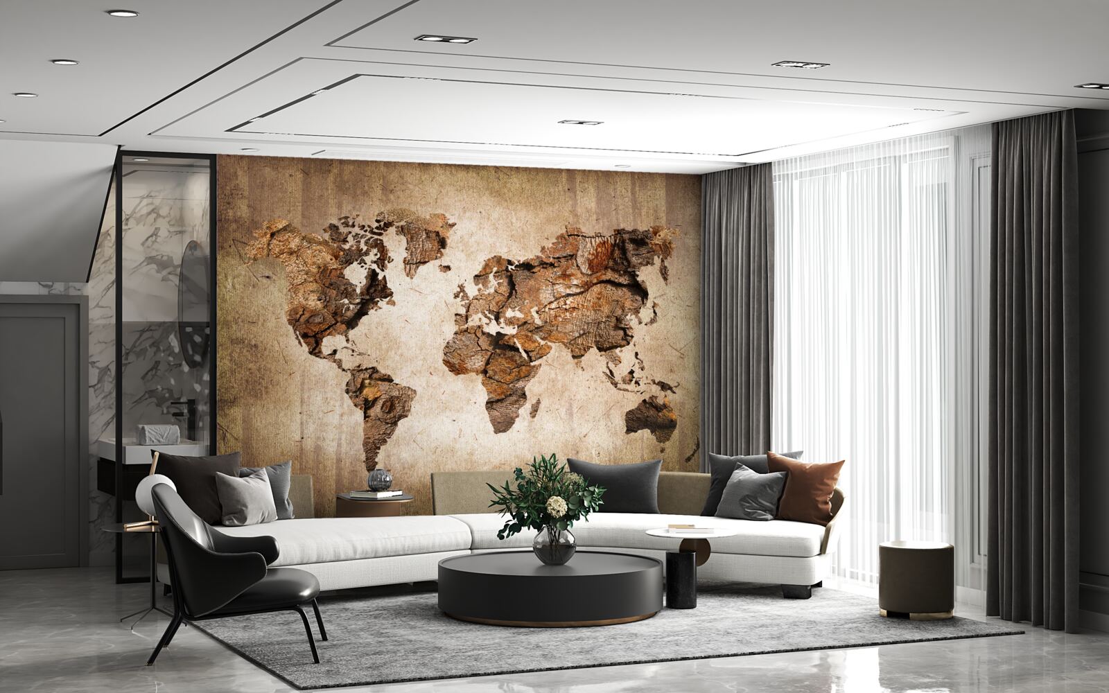 Fototapet hartă a lumii care arată înălțimile munților