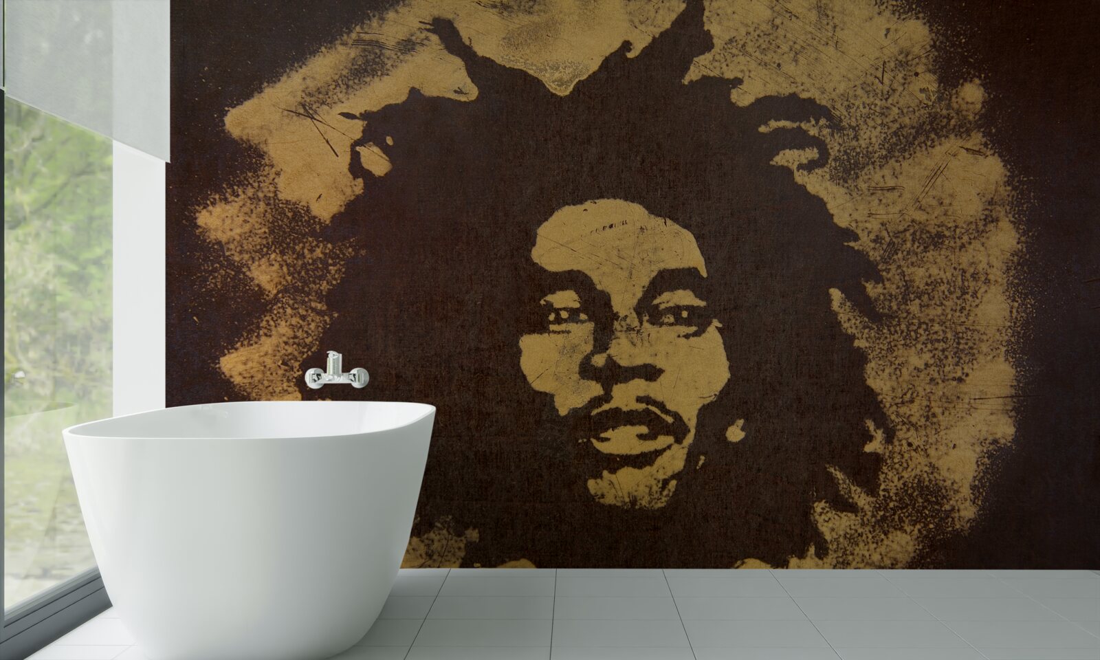 Fototapet un bărbat cu o coafură africană stă pe nisip