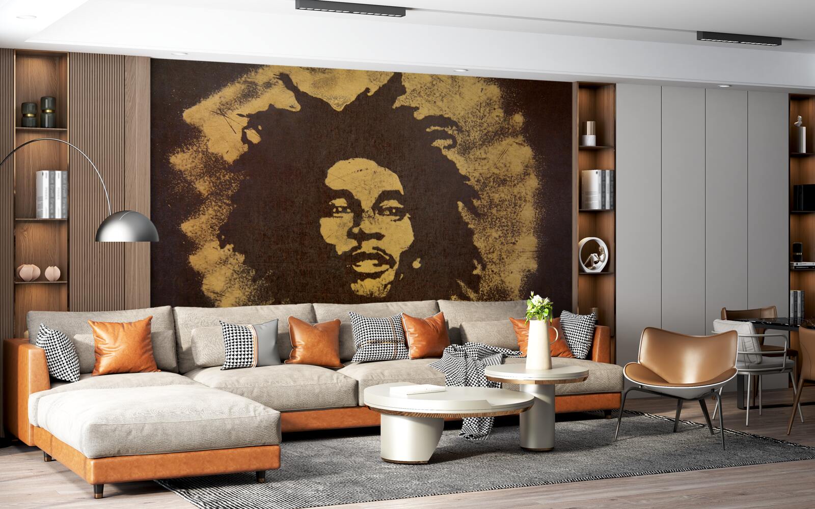 Fototapet un bărbat cu o coafură africană stă pe nisip